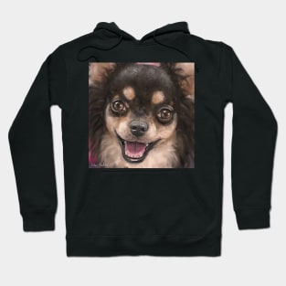 Painting of Cute Brown and White Chihuahua Smiling Hoodie